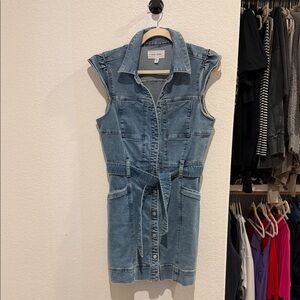 Dear John - Light Blue Sleeveless Denim Shirt Dress with Tie Belt